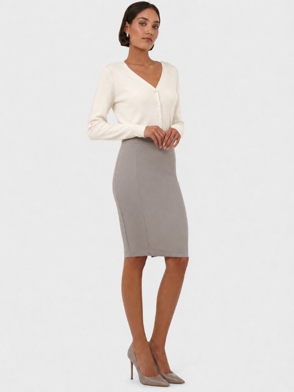 Forcast Lauren Pencil Skirt in Stone